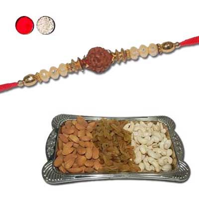 "Designer Fancy Rakhi - FR-8510 A- (Single Rakhi)Dry fruit Thali-RD500 - Click here to View more details about this Product